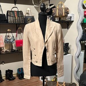 L'AGENCE Cream Blazer with Button Detail